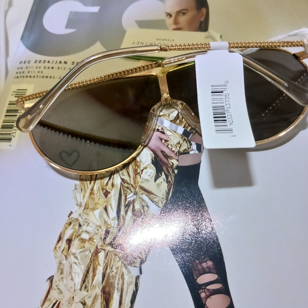 Stella McCartney Gorgeous Gold Metal & Mirrored Aviator Sunglass NWT - Picture 4 of 16
